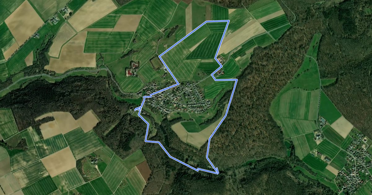 Маршрут Rundwanderweg Schwickershausen 1 Panoramaweg на спутниковом снимке