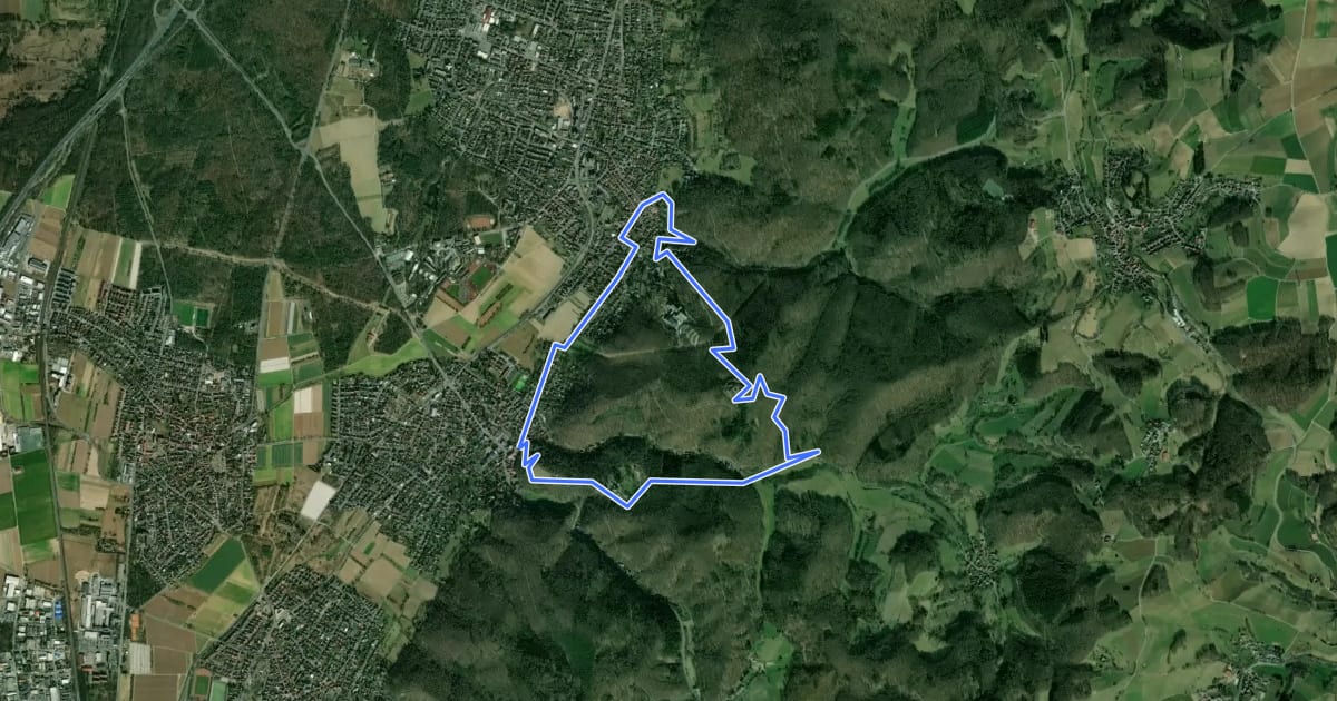 Маршрут Rundwanderweg Seeheim-Jugenheim 1 на спутниковом снимке