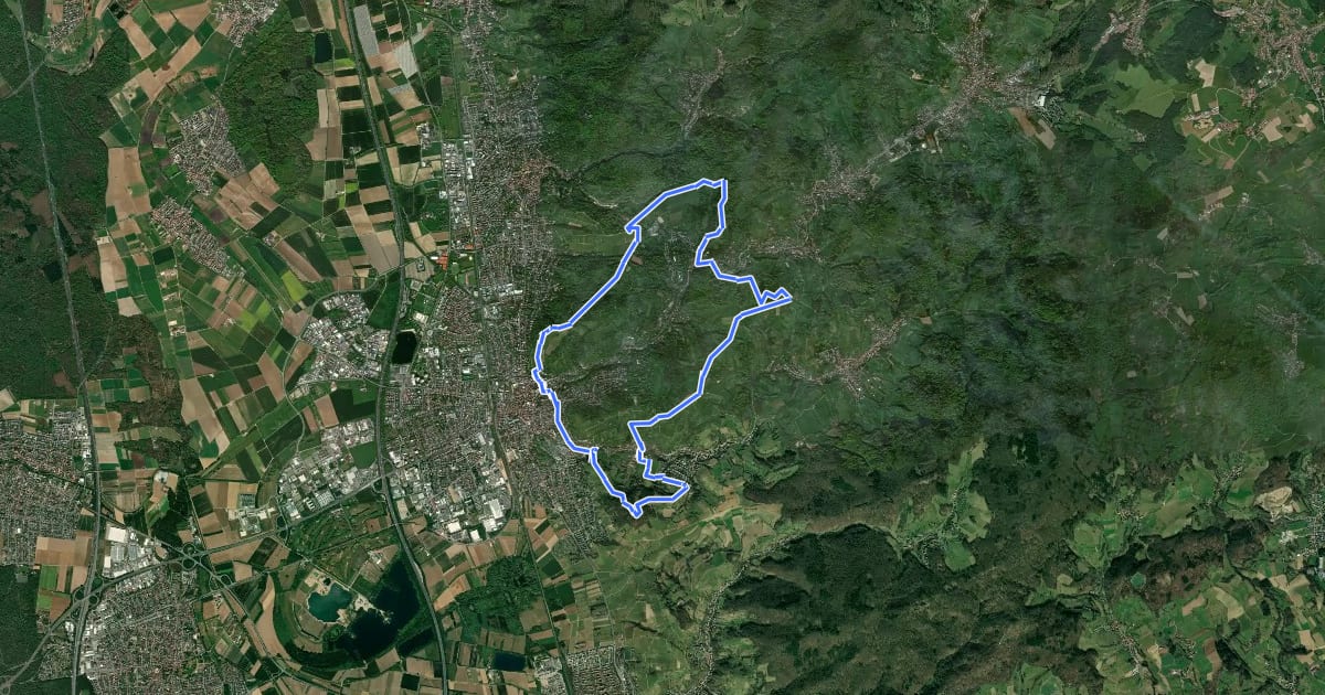 Маршрут Rundwanderweg Sparkasse-Bensheim S1 : Hessentagsweg 2014 на спутниковом снимке