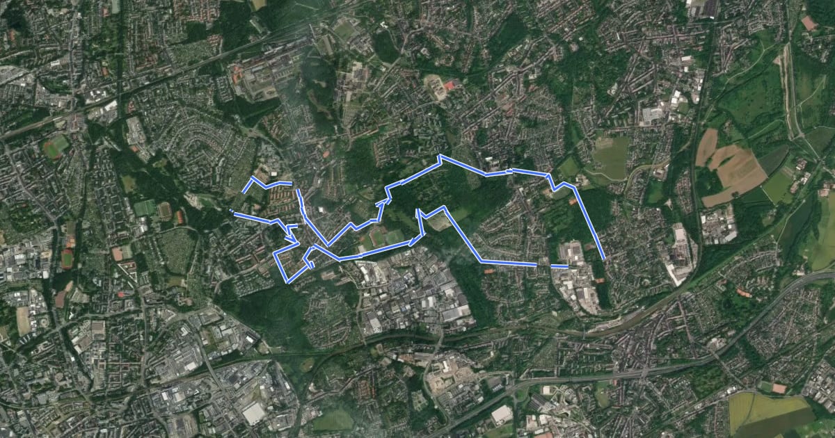 Маршрут Rundwanderweg Stoppenberg: A2 на спутниковом снимке