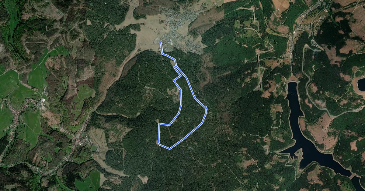 Маршрут Rundwanderweg - TOP 5 - Werraquelle - Masserberg на спутниковом снимке