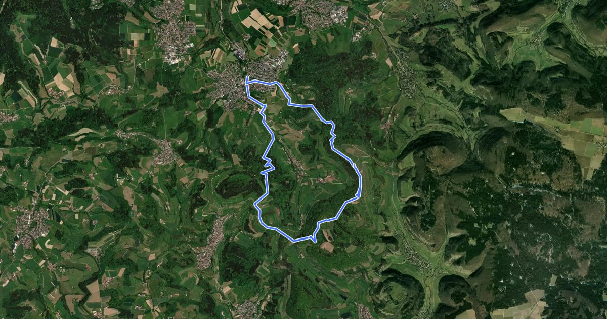 Маршрут Rundwanderweg Top of Ostalb на спутниковом снимке