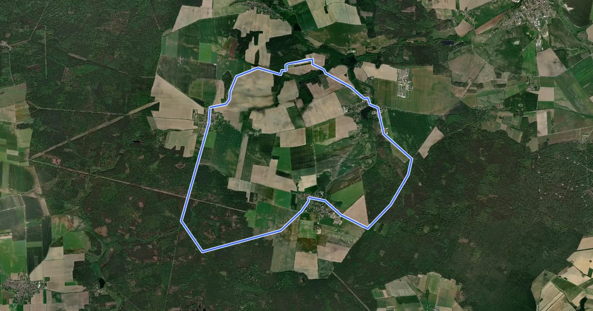 Маршрут Rundwanderweg Trossin-Falkenberg-Trossin на спутниковом снимке