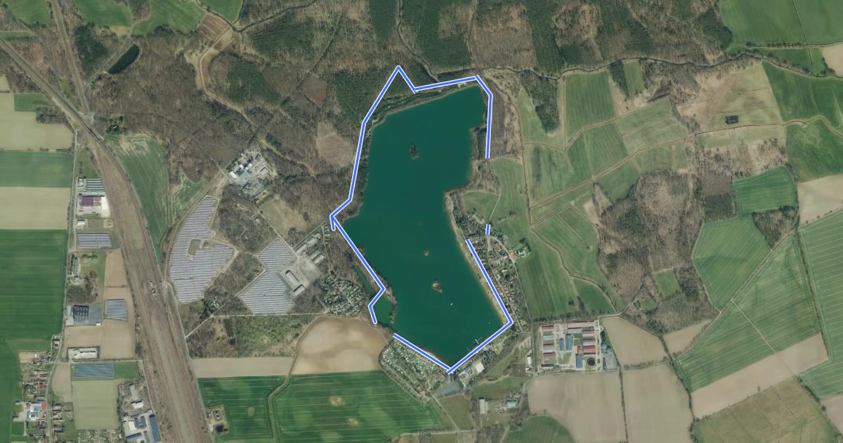 Маршрут Rundwanderweg um den Kiebitzsee на спутниковом снимке