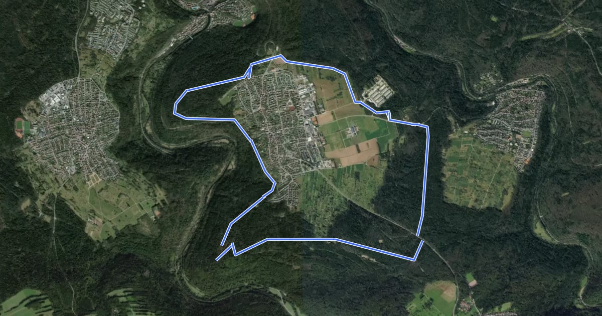 Маршрут Rundwanderweg um Huchenfeld "Keibelweg" на спутниковом снимке