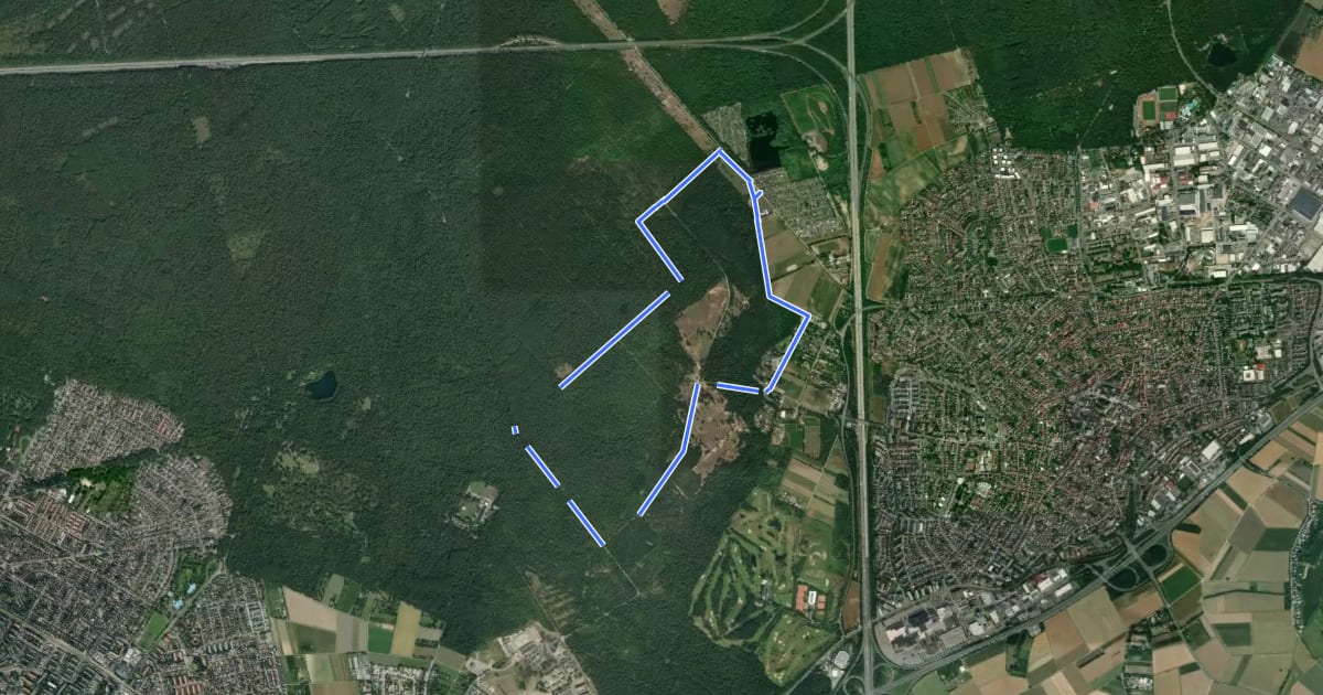 Маршрут Rundwanderweg Viernheim Lampertheimer Straße 1: Grenzweg на спутниковом снимке