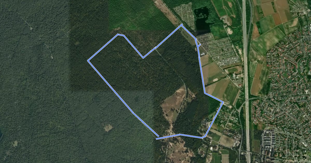 Маршрут Rundwanderweg Viernheim Lampertheimer Straße 2: Wildbrandschneisen-Weg на спутниковом снимке