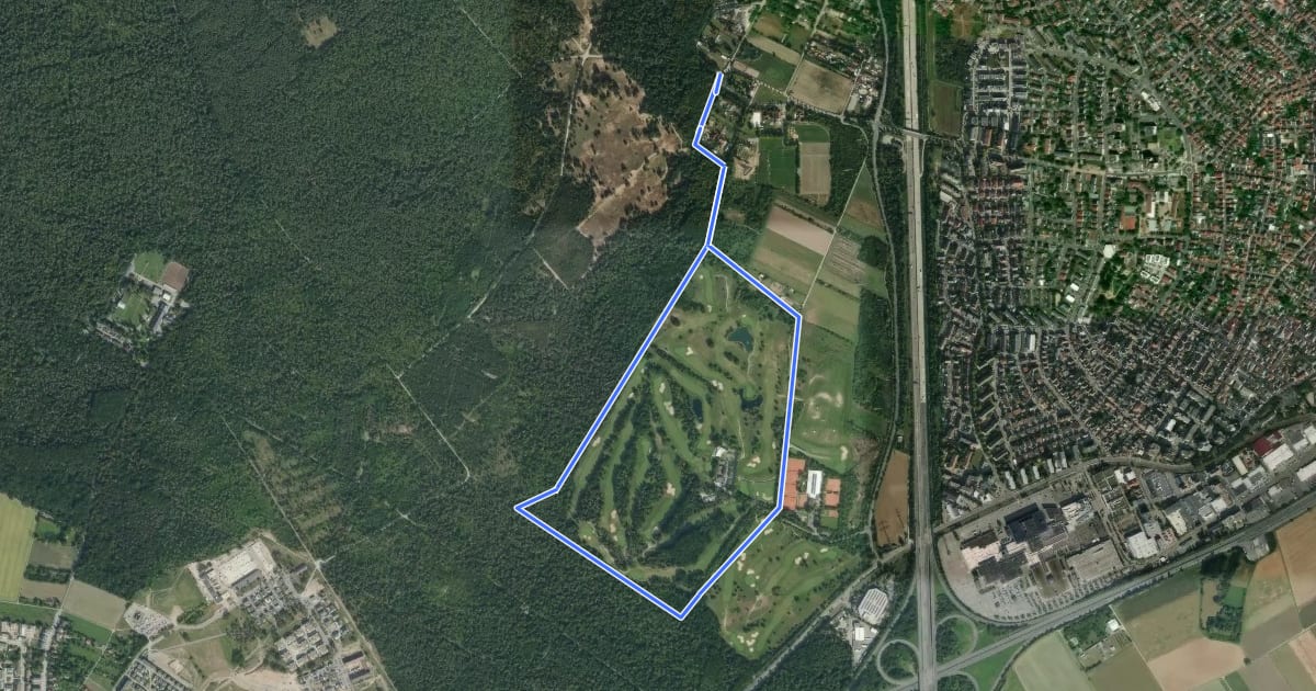Маршрут Rundwanderweg Viernheim Sandgabe 3: Golfplatz-Weg на спутниковом снимке