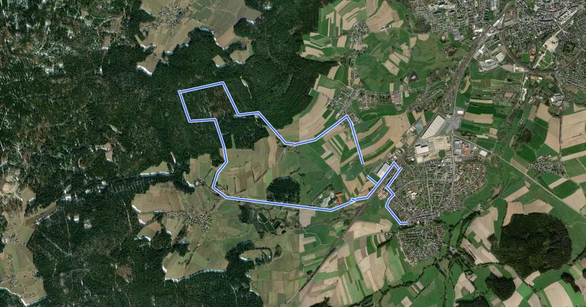 Маршрут Rundwanderweg Waldershof Nr. 1 "Am Fuß der Kösseine" на спутниковом снимке