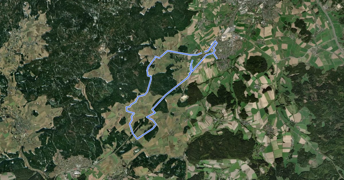 Маршрут Rundwanderweg Waldershof Nr. 2 "Steinwaldblick" на спутниковом снимке