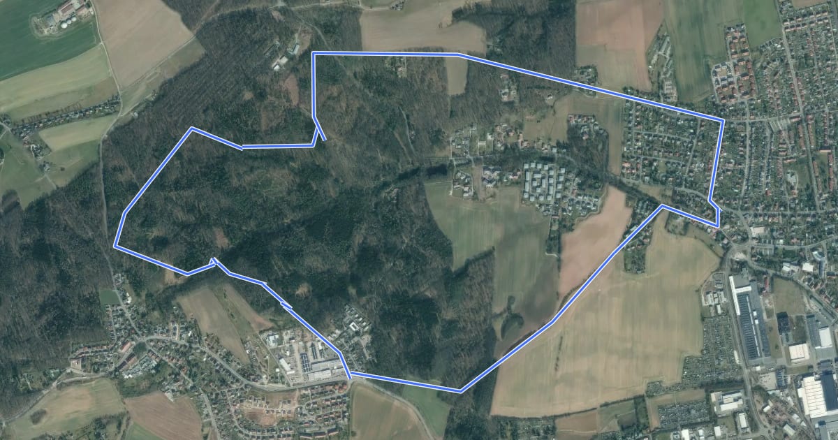 Маршрут Rundwanderweg Waldpark Zwickau на спутниковом снимке