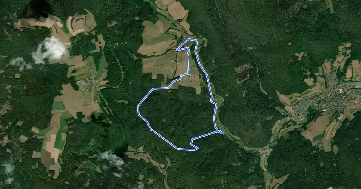 Маршрут Rundwanderweg Watterbach 1 на спутниковом снимке