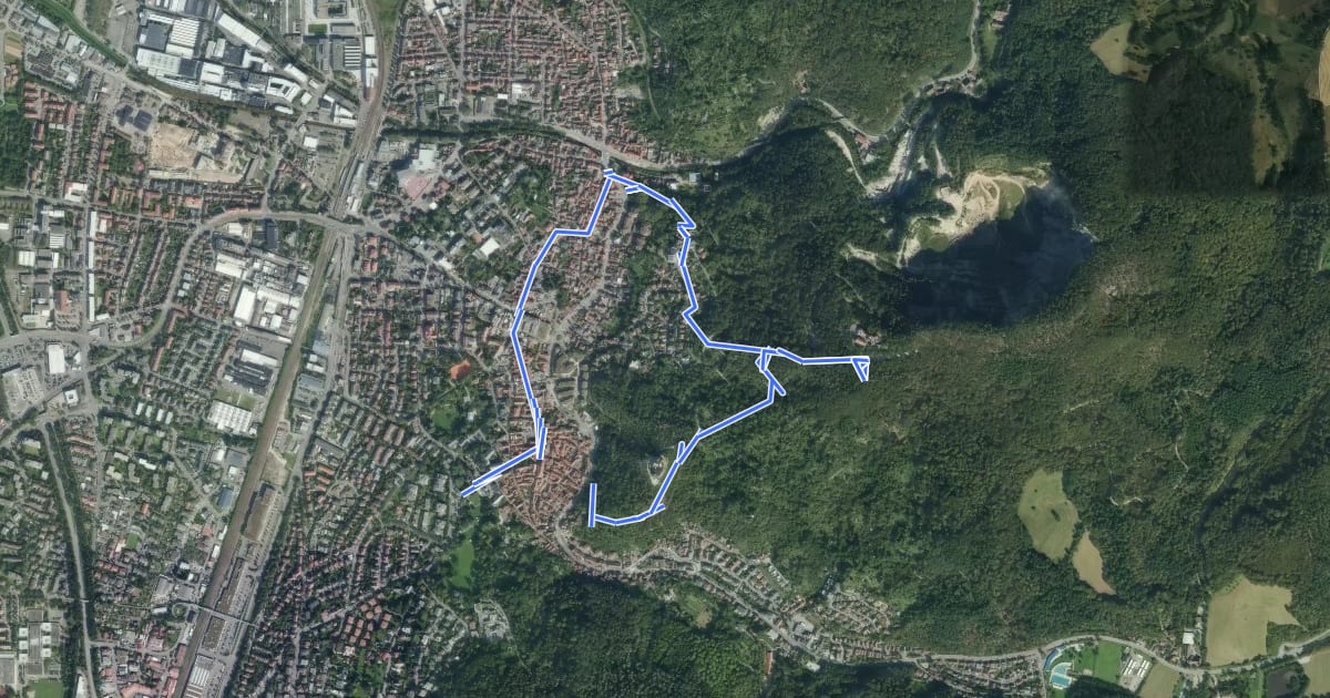 Маршрут Rundwanderweg Weinheim 1 на спутниковом снимке