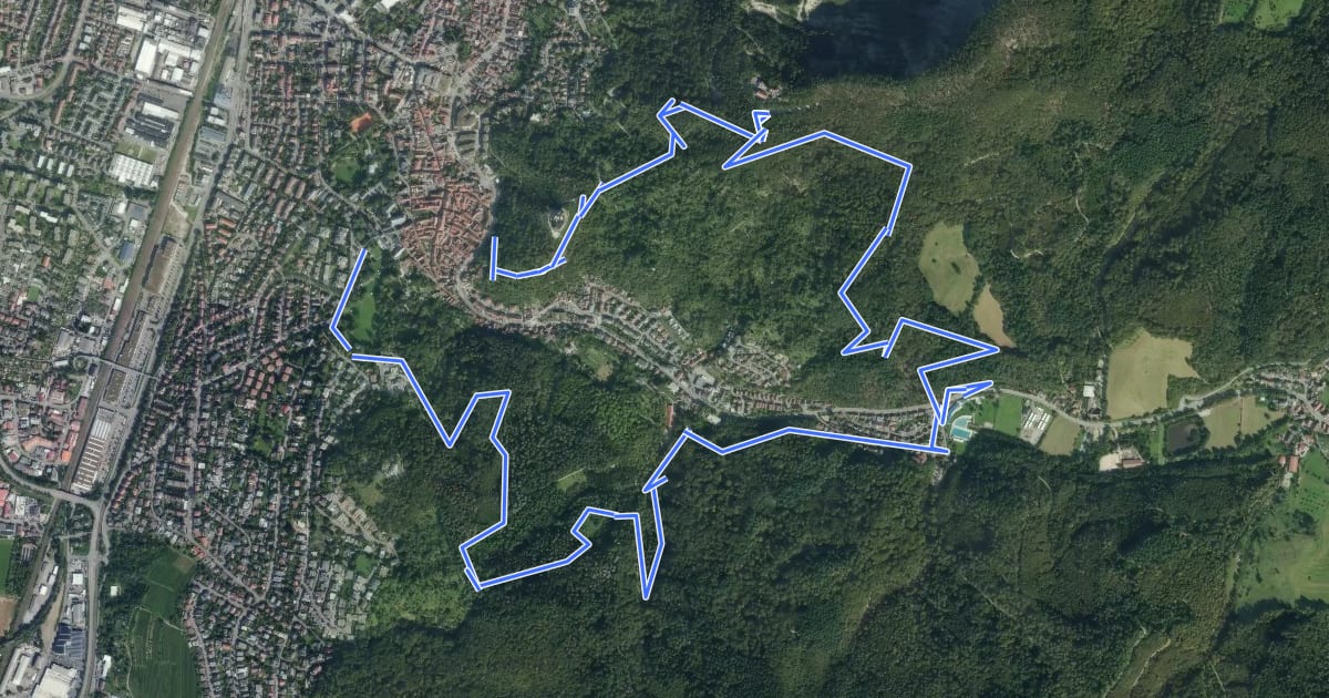 Маршрут Rundwanderweg Weinheim 2 на спутниковом снимке