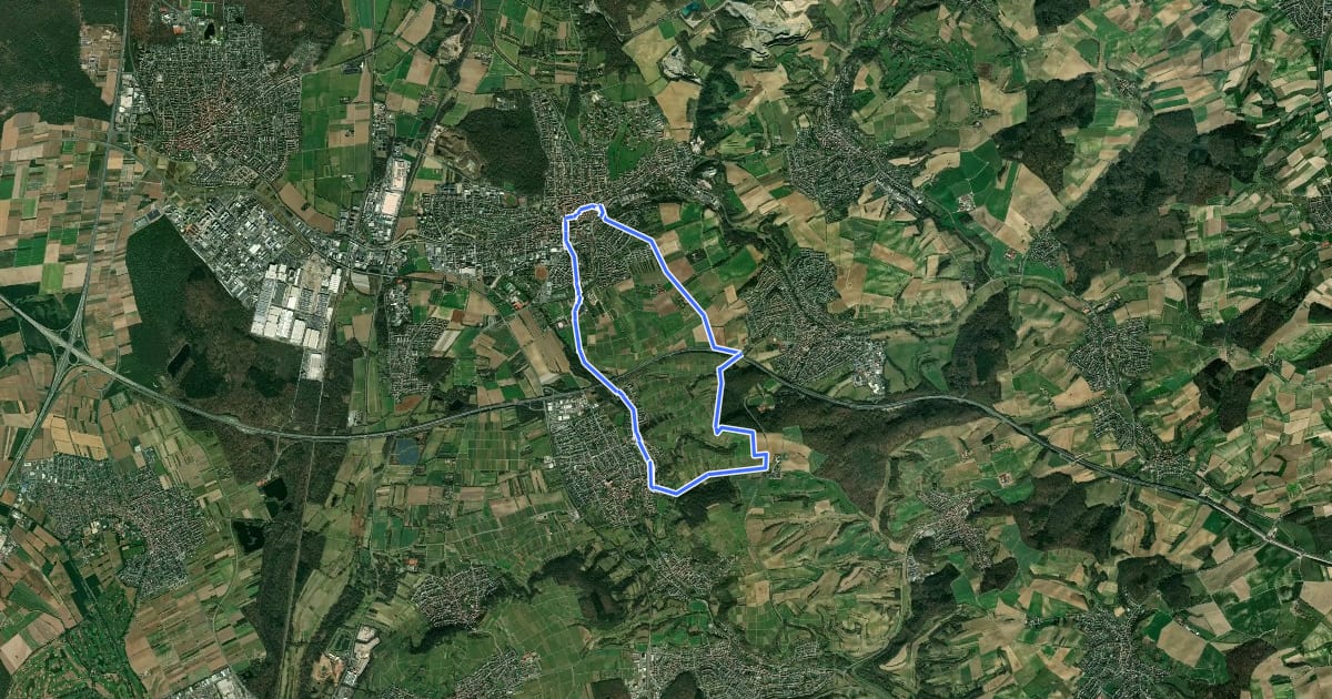 Маршрут Rundwanderweg Wiesloch #2 на спутниковом снимке