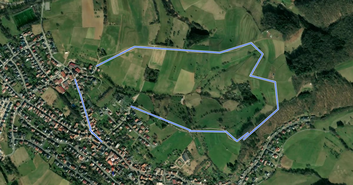 Маршрут Rundwanderweg Zotzenbach 1: Bannels-Weg на спутниковом снимке