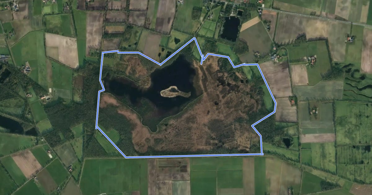 Маршрут Rundwanderweg Zwillbrocker Venn на спутниковом снимке