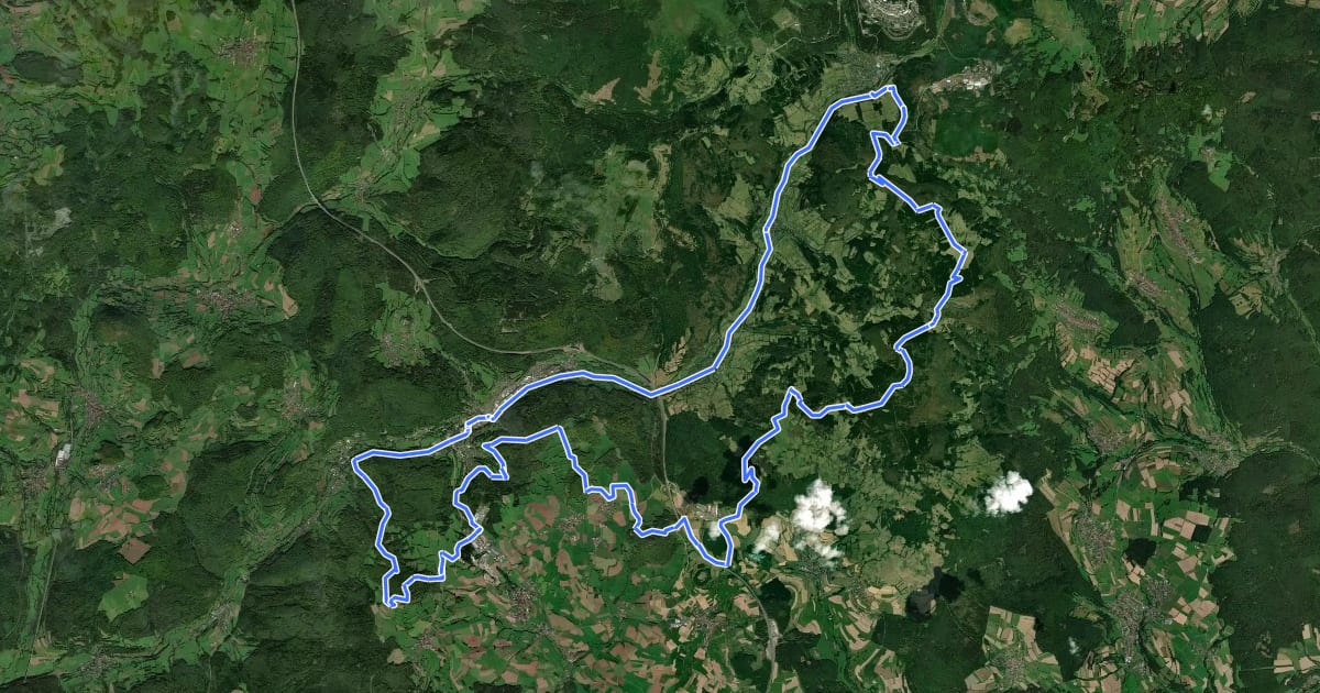 Маршрут Rundweg 1 "Dreistelzrunde" - Bad Brückenau - Rhön на спутниковом снимке