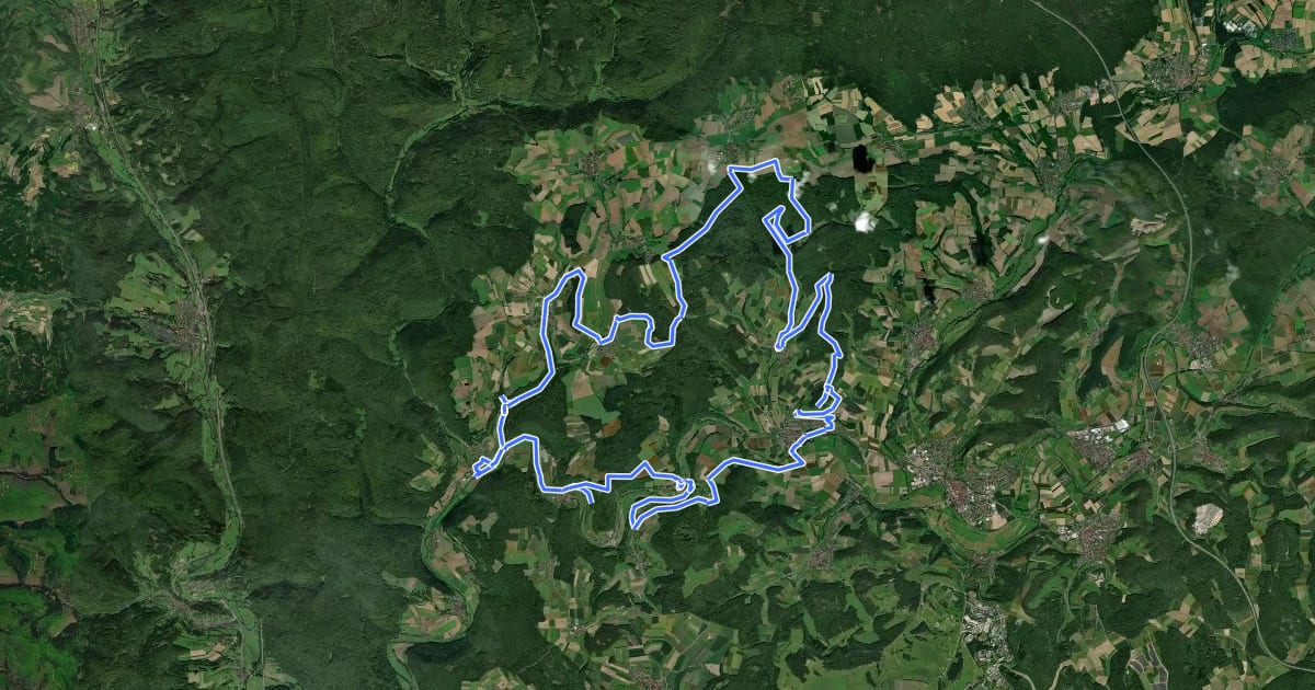 Маршрут Rundweg 13 Die Trettsteinrunde - Hammelburg-Diebach - Rhön на спутниковом снимке