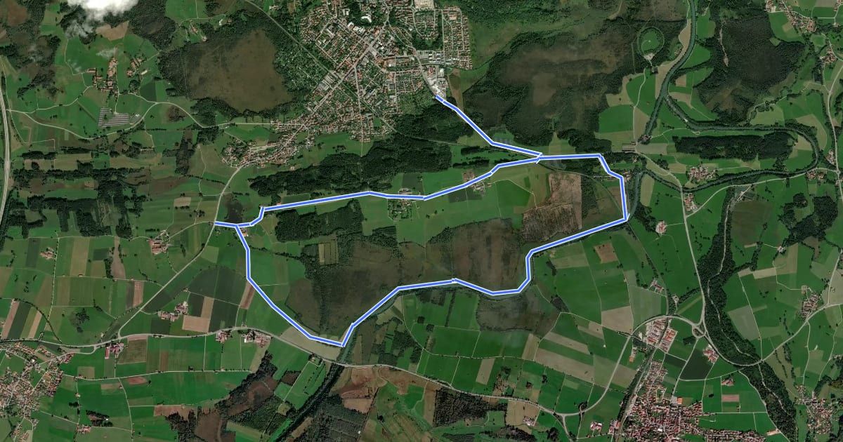 Маршрут Rundweg 14 Süd на спутниковом снимке