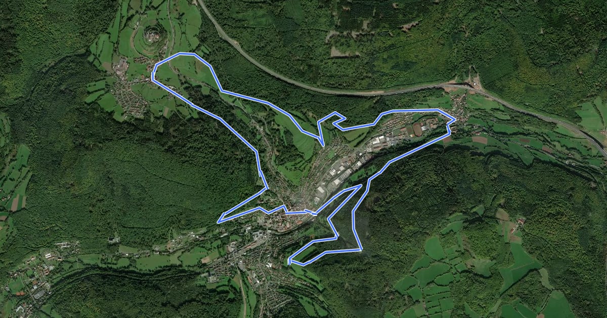 Маршрут Rundweg 14 "Trailtour" Bad Brückenau - Rhön на спутниковом снимке