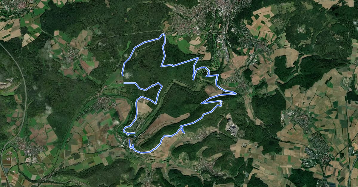 Маршрут Rundweg 8 Triastour - Euerdorf - Rhön на спутниковом снимке