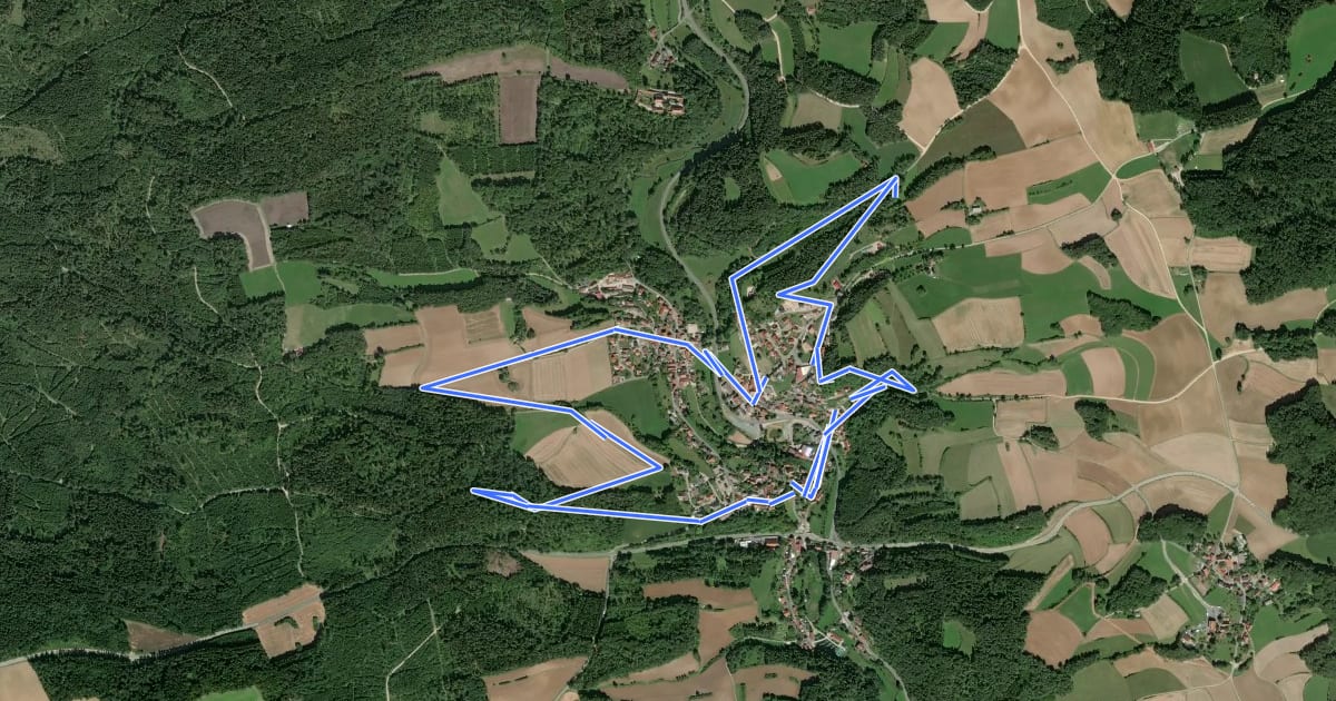 Маршрут Rundweg Aufseß на спутниковом снимке