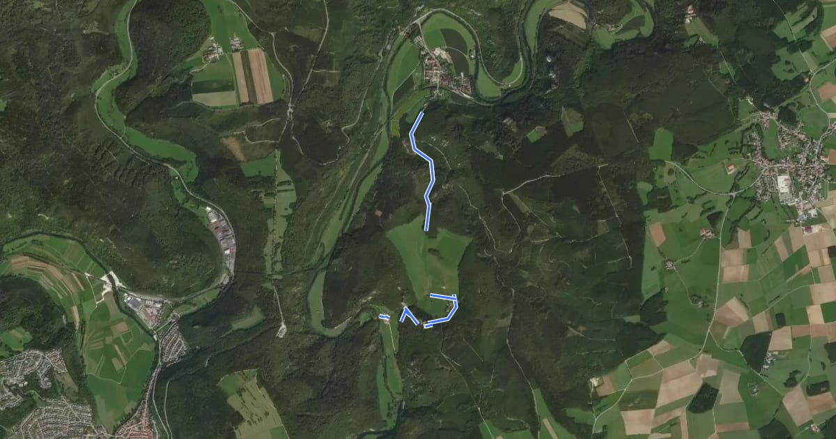 Маршрут Rundweg Beuron 2 на спутниковом снимке