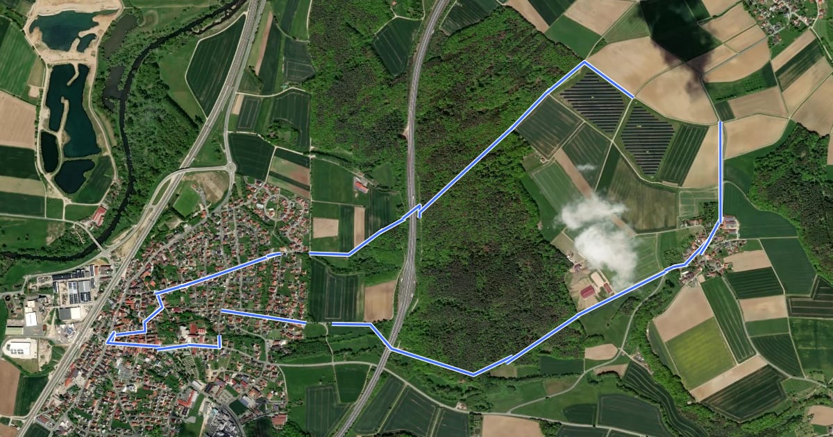 Маршрут Rundweg Blaue 3 Zapfendorf на спутниковом снимке
