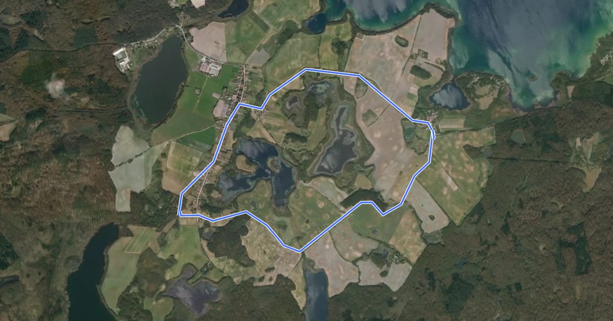 Маршрут Rundweg Brodowin на спутниковом снимке