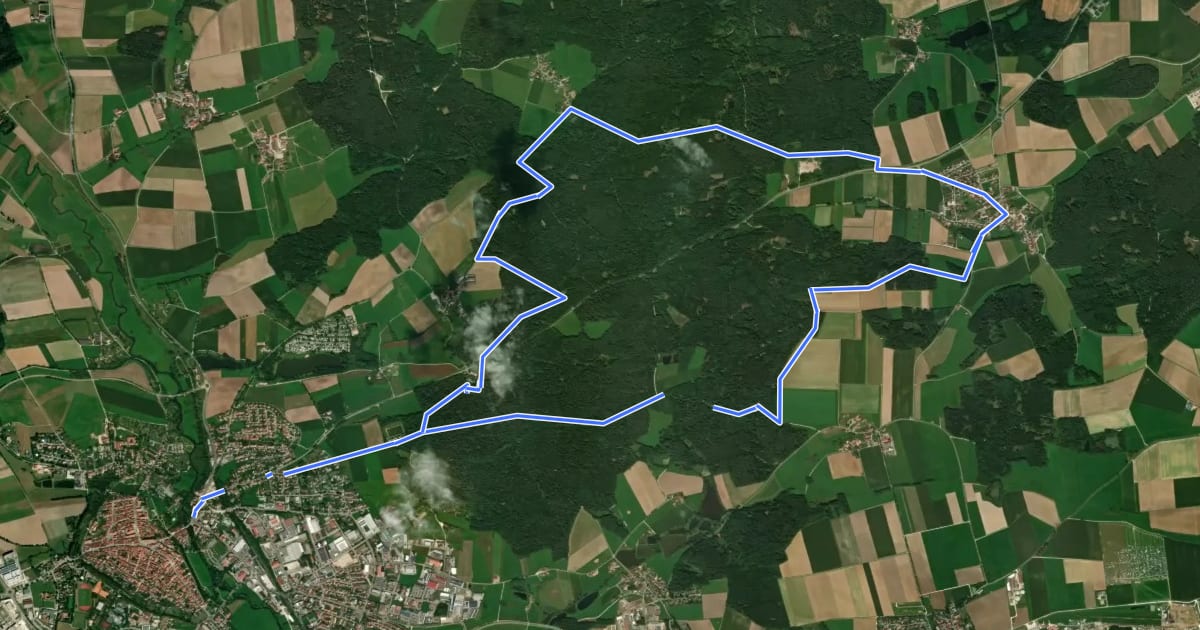 Маршрут Rundweg Dinkelsbühl – Halsbach на спутниковом снимке