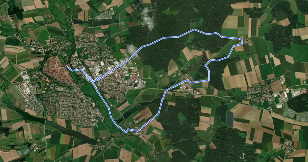 Маршрут Rundweg Dinkelsbühl – Karlsholz на спутниковом снимке
