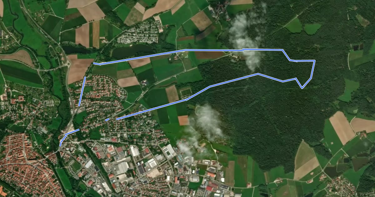 Маршрут Rundweg Dinkelsbühl – Kneippbrünnele на спутниковом снимке