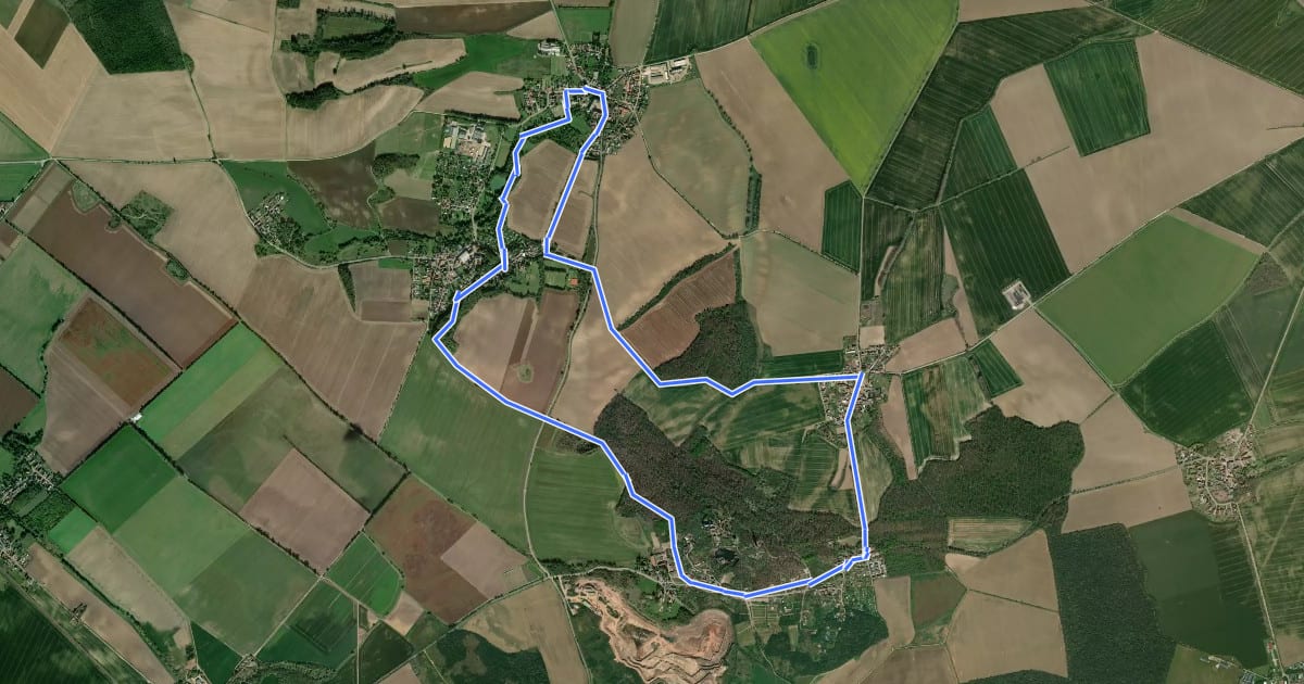 Маршрут Rundweg Drehlitz Kaltenmark Krosigk Petersberg на спутниковом снимке