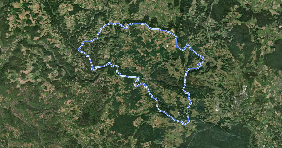 Маршрут Rundweg durch die Fränkische Schweiz на спутниковом снимке