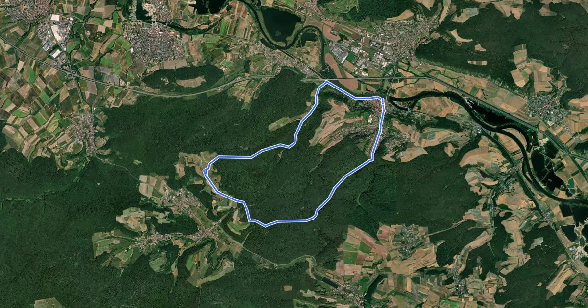 Маршрут Rundweg Eltmann E 1 на спутниковом снимке