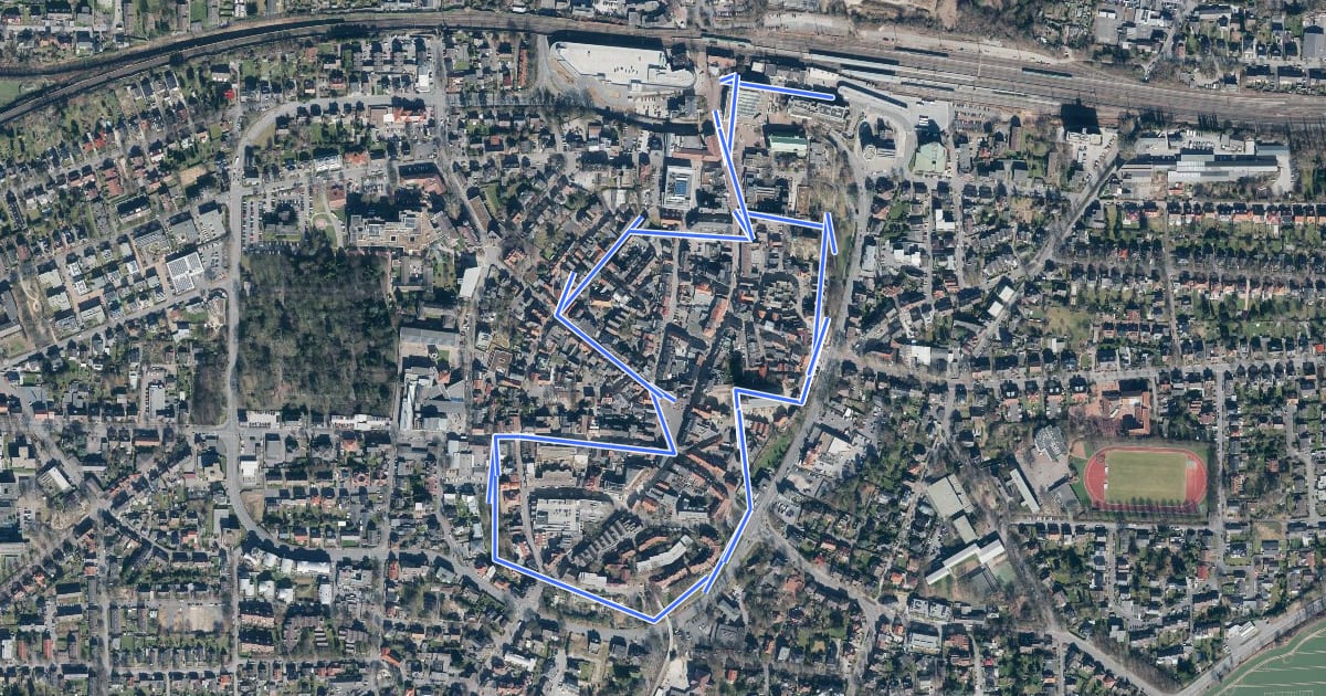 Маршрут Rundweg entlang der Stadtmauer на спутниковом снимке