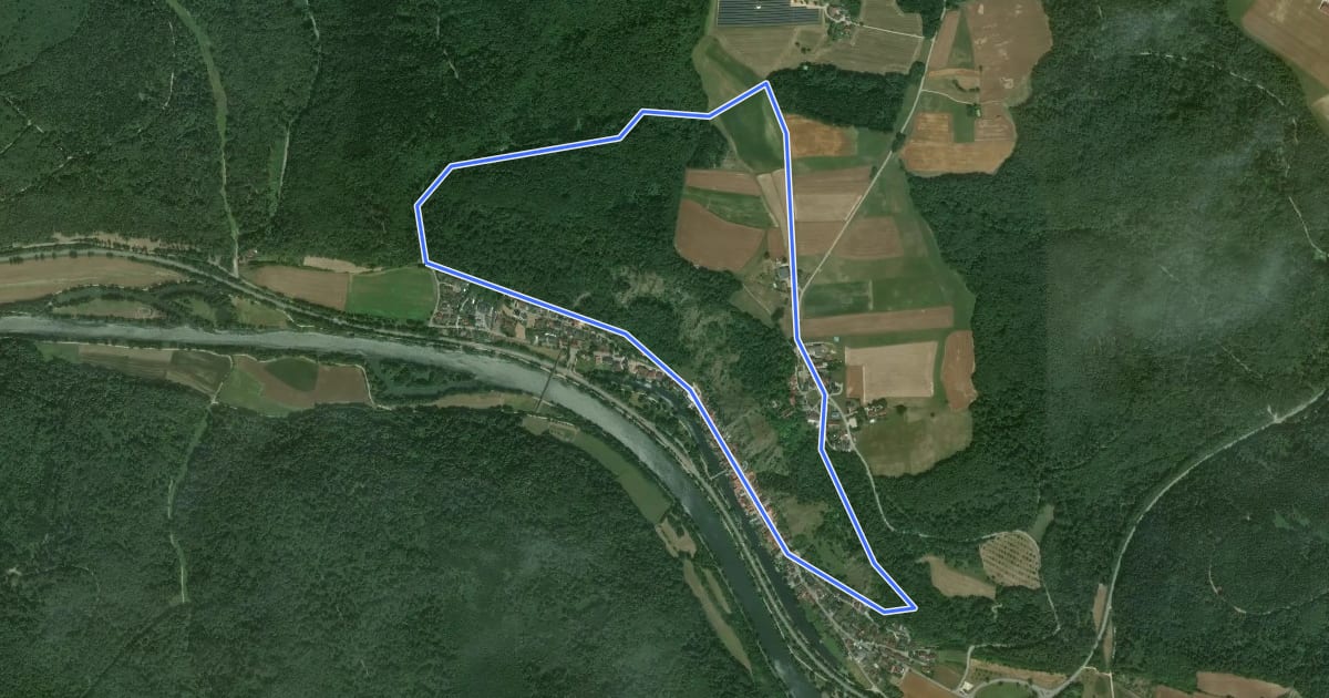 Маршрут Rundweg Essing 1 на спутниковом снимке