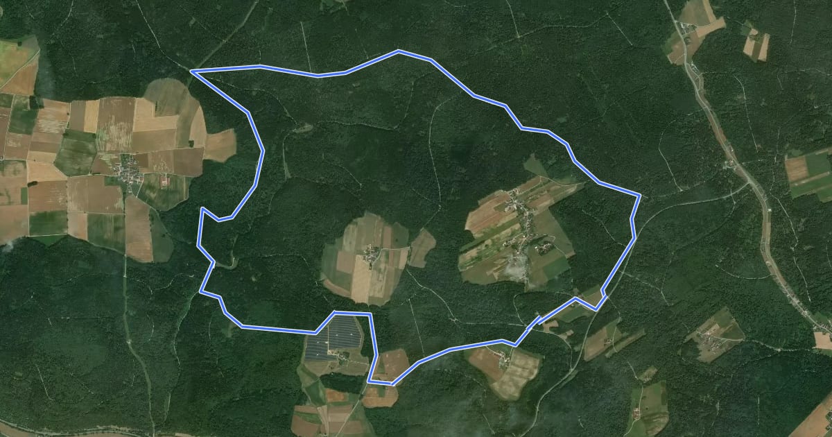 Маршрут Rundweg Essing 19 на спутниковом снимке