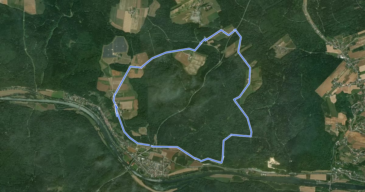 Маршрут Rundweg Essing 2 на спутниковом снимке