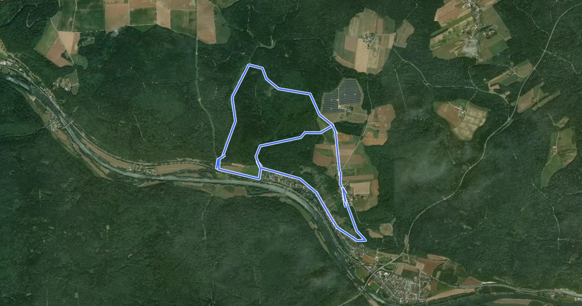 Маршрут Rundweg Essing 21 на спутниковом снимке