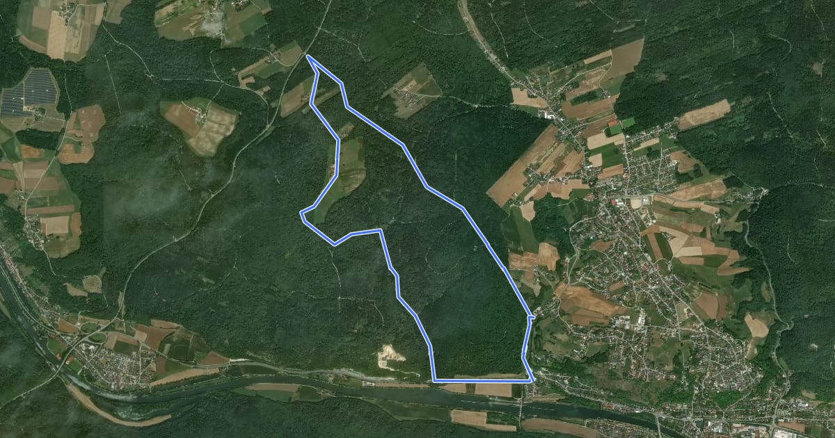 Маршрут Rundweg Essing 25 на спутниковом снимке