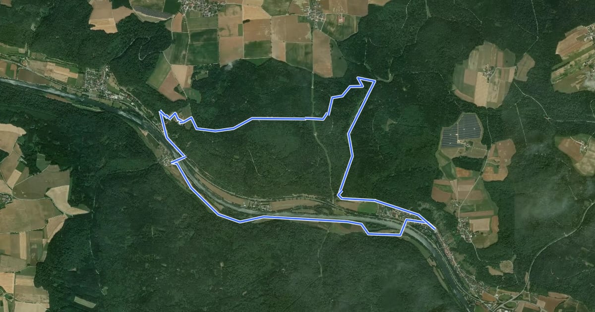 Маршрут Rundweg Essing 3 на спутниковом снимке