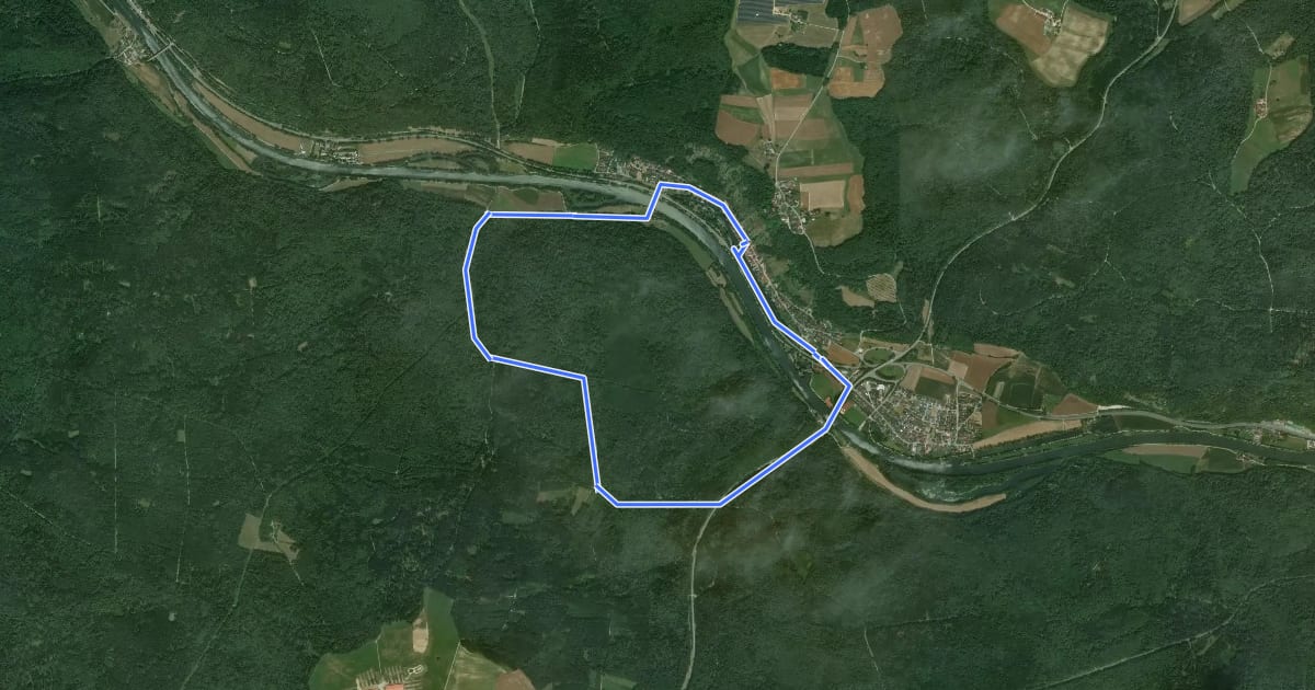 Маршрут Rundweg Essing 4 на спутниковом снимке