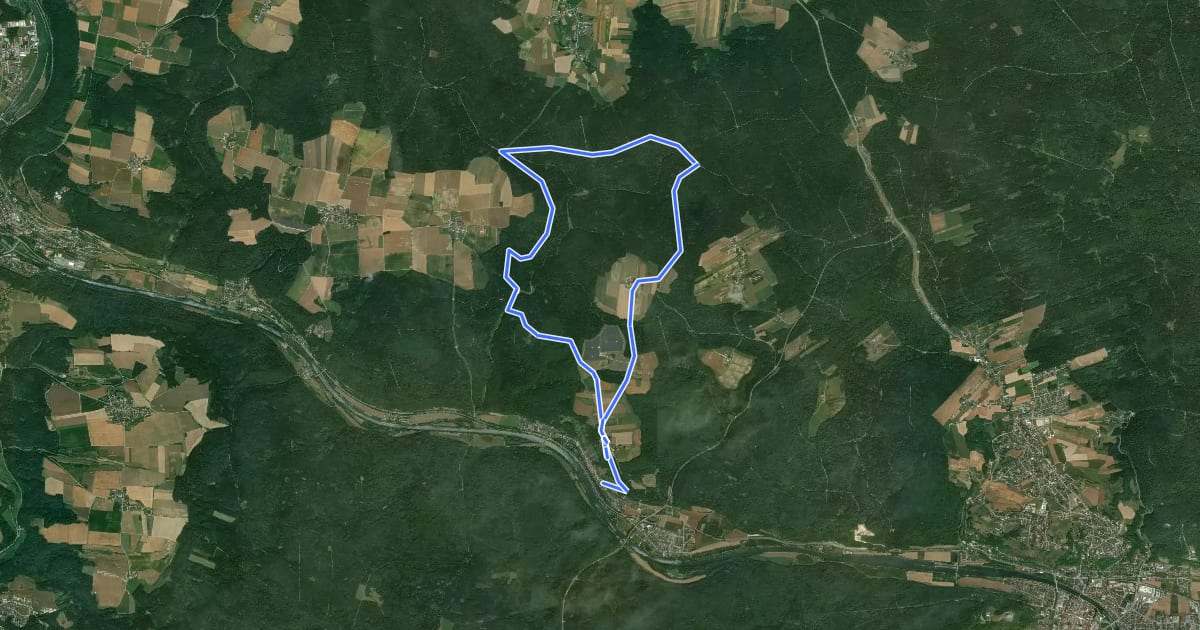 Маршрут Rundweg Essing 6 на спутниковом снимке