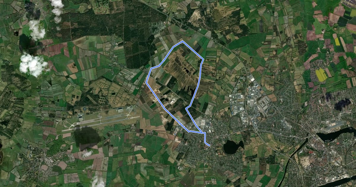 Маршрут Rundweg Fockbeker Moor на спутниковом снимке