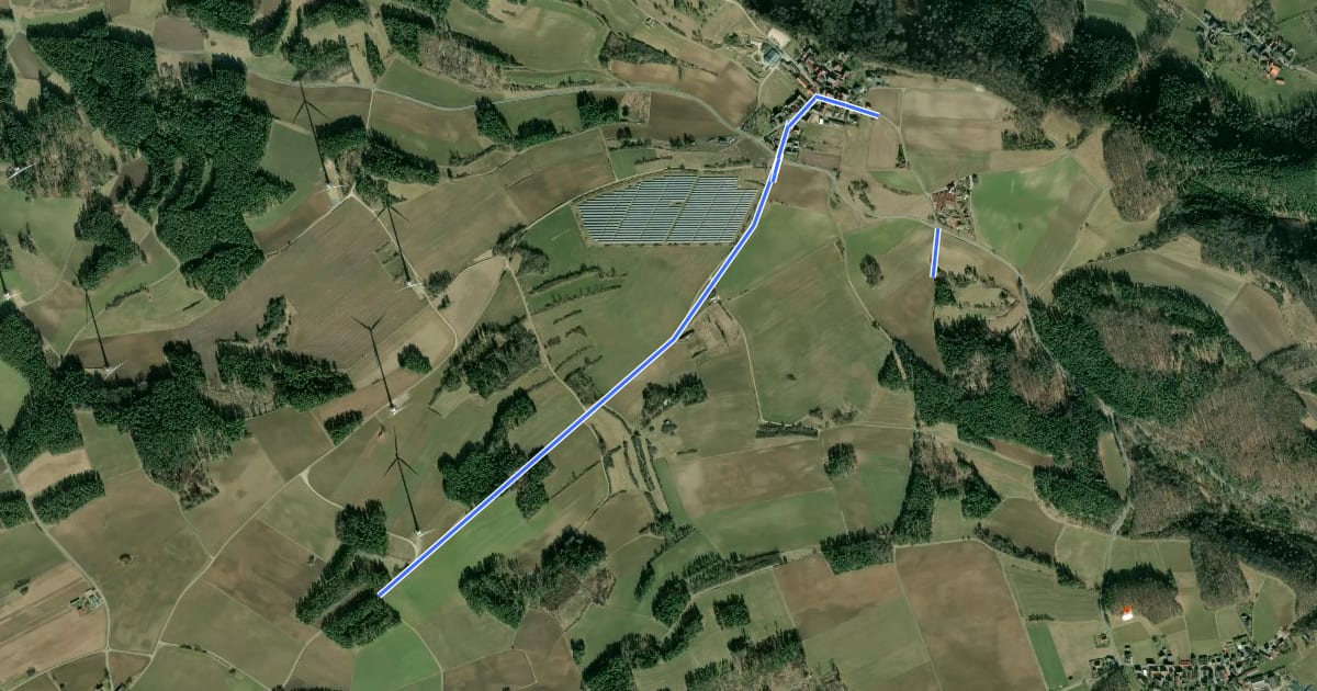 Маршрут Rundweg Grüner Ring на спутниковом снимке