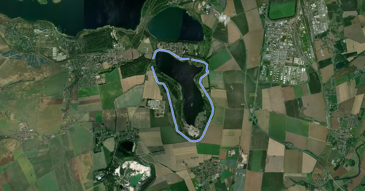 Маршрут Rundweg Großkaynaer See на спутниковом снимке