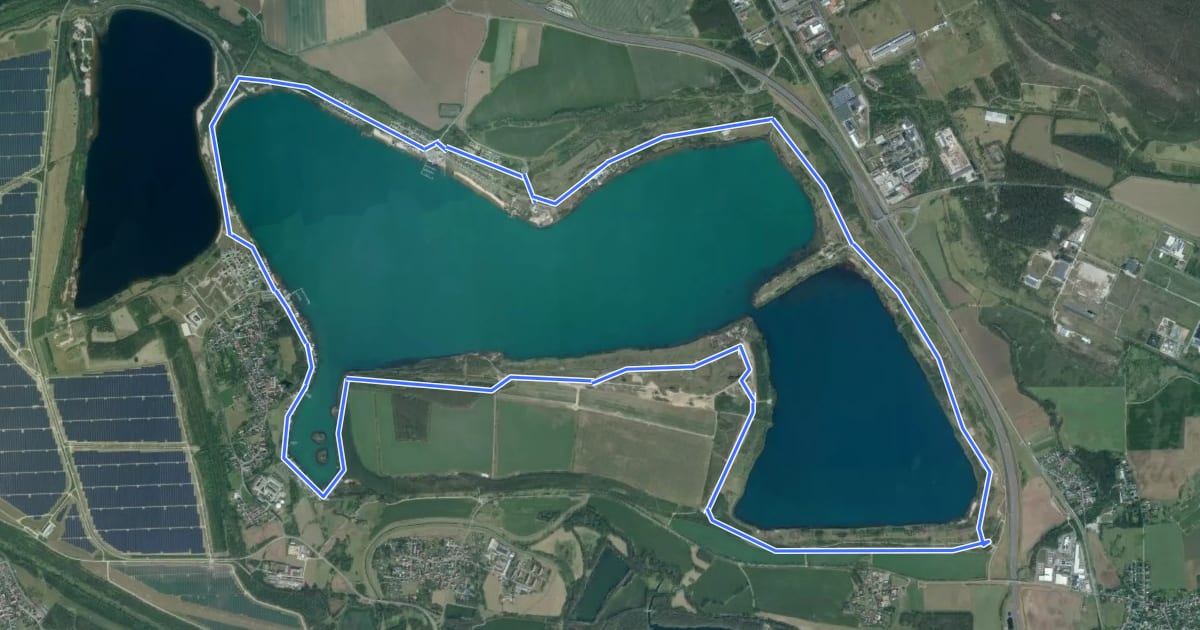 Маршрут Rundweg Hainer See на спутниковом снимке