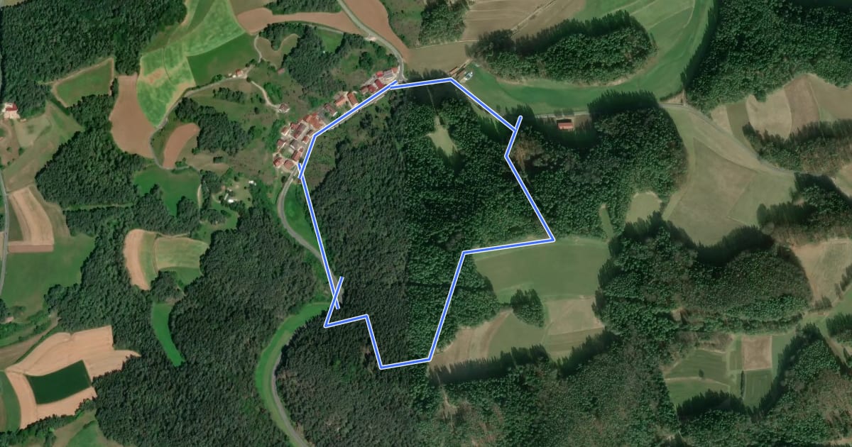 Маршрут Rundweg Haselbrunn-Rubenanau на спутниковом снимке